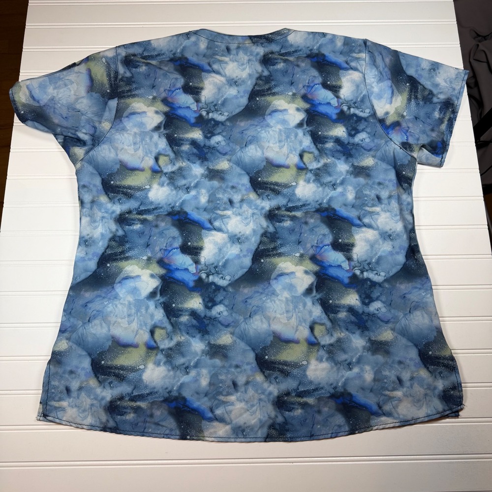 Carhartt Force Womens XL Scrub Top Blue Marble Galaxy Print Modern Fit C12114 - Picture 2 of 8